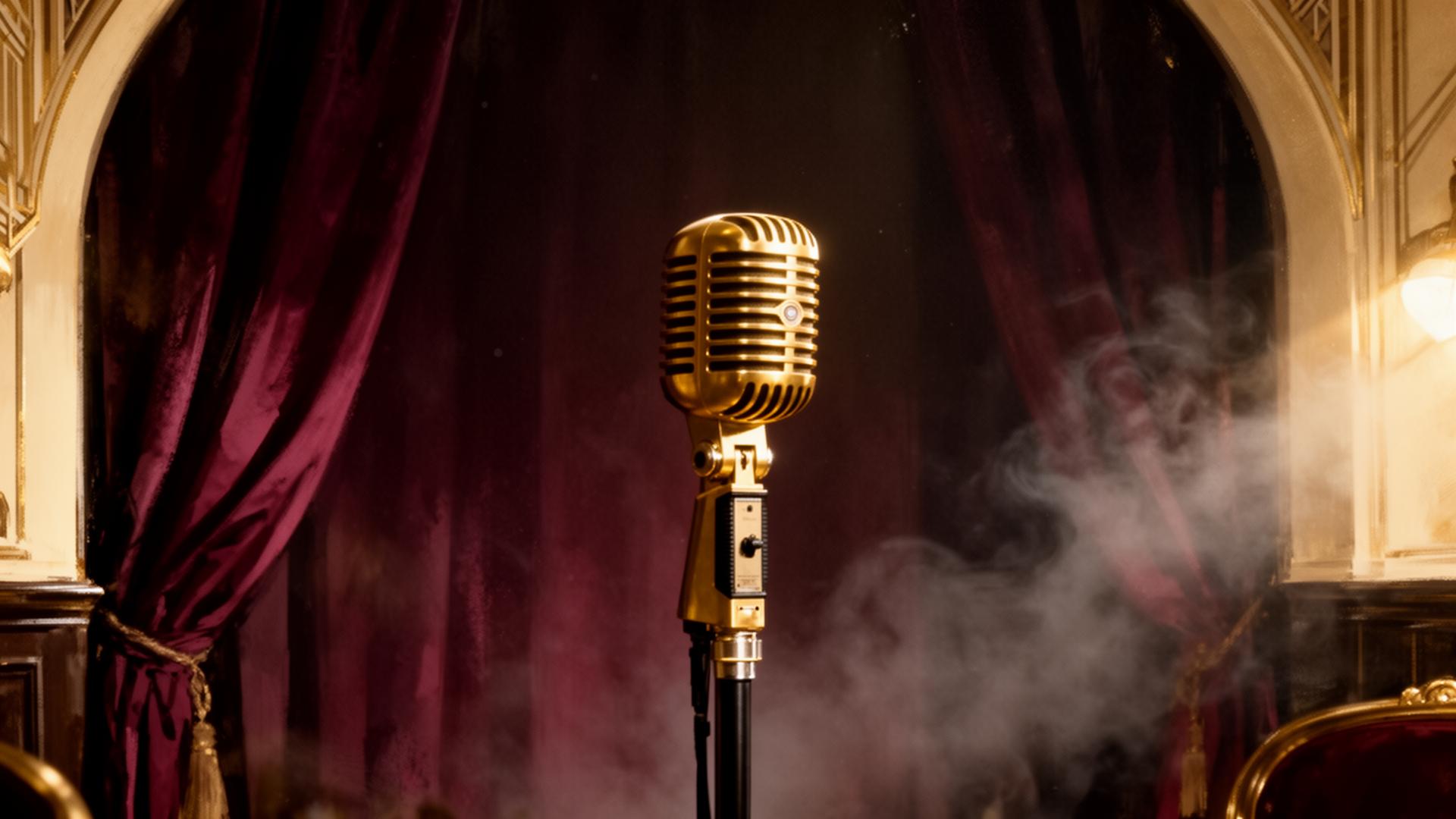 Microfono vintage in atmosfera jazz club